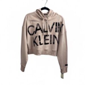 NWT Calvin Klein Women's Blush Pink Oversized Crop Hoodie